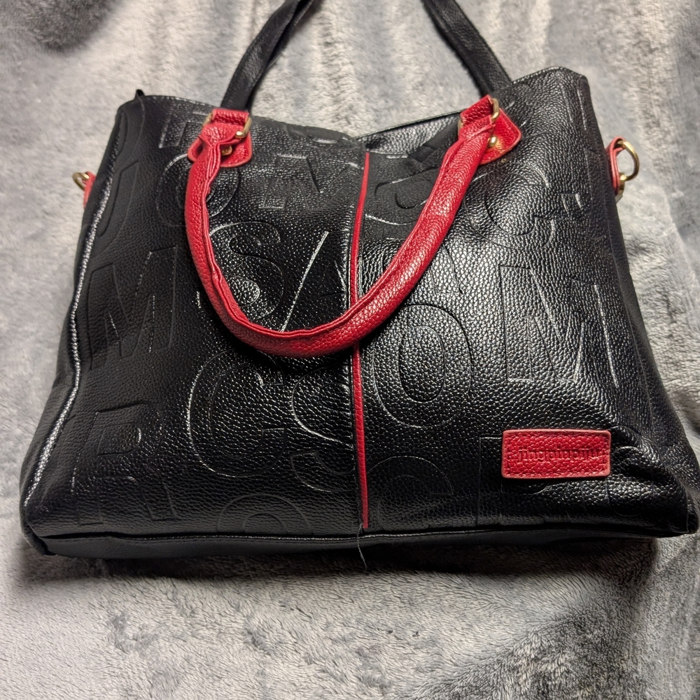 Black Tote with Red Trim and Handles by Unknown Brand